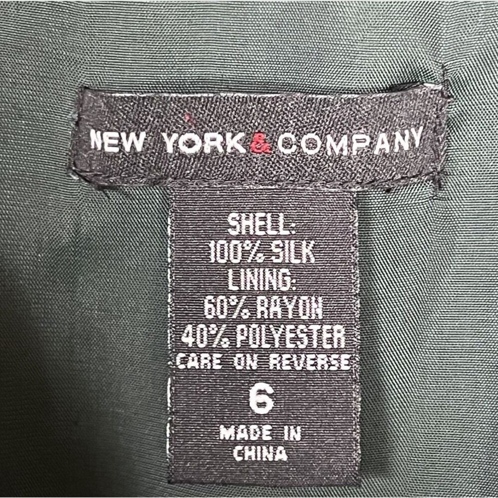 New York & Company Sz 6 100% Silk Mini Shift Cocktail Dress Formal Hunter Green - Picture 6 of 11